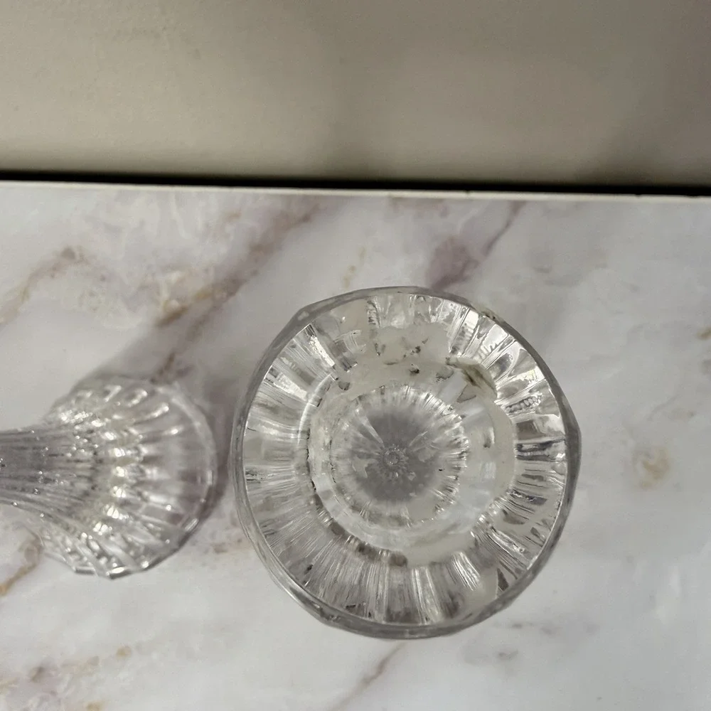 Mikasa Crystal Candle Holders Set 2 Clear‎ Glass Taper Vintage Elegant